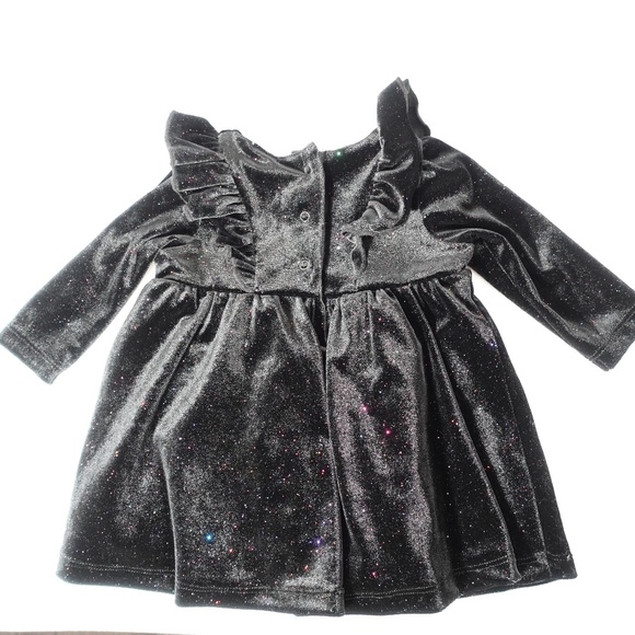 Baby | Little Me | Black Sparkle Ruffle Dress 6 Months - Picture 5 of 6